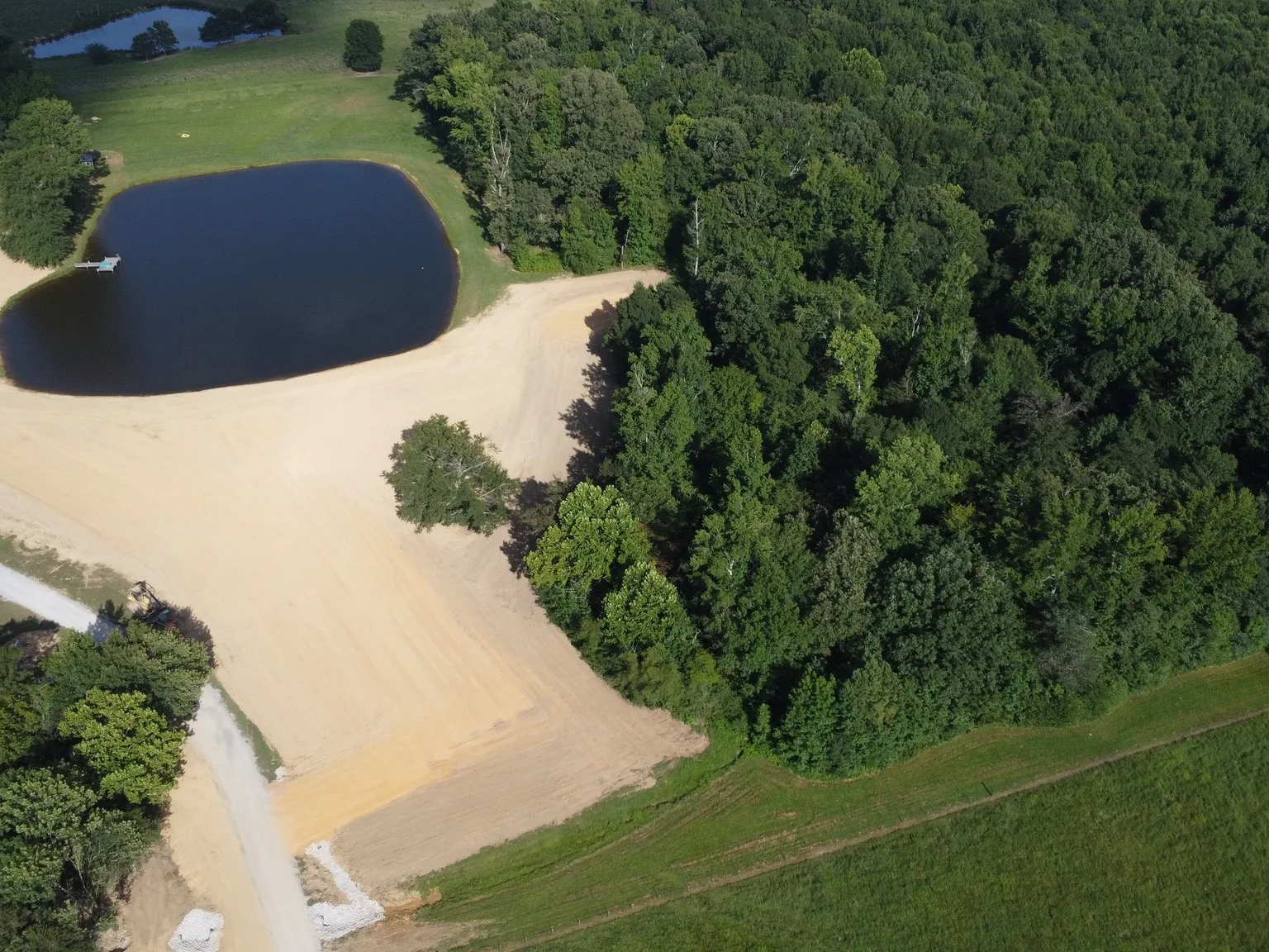 Drone view of the pond and pad on a nine thousand yard job